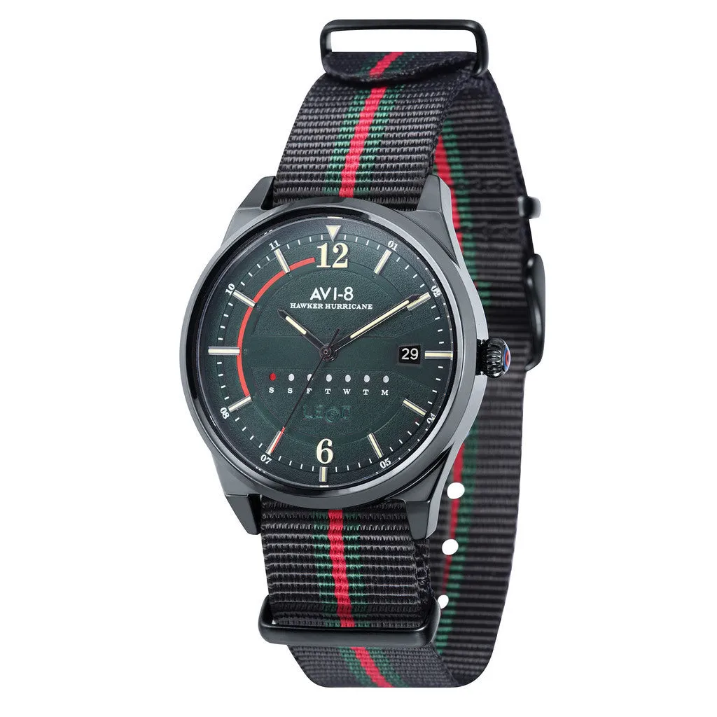 AVI-8 Hawker Hurricane Wingman Japanese Quartz Flag Black Men's Watch AV-4044-03